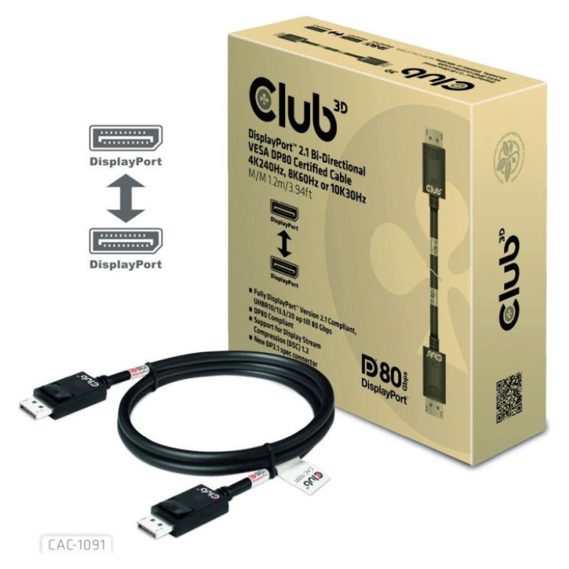 Club3D CABLE DP TO DP 1.2M/M/M CAC-1091 CLUB3D