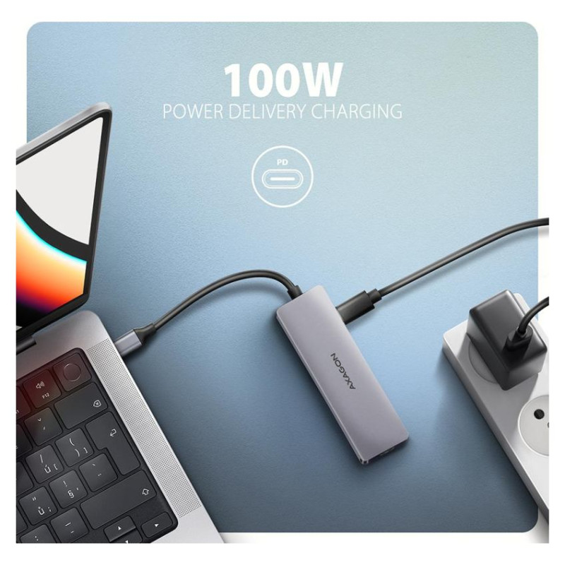 Axagon HMC-5H60 USB-C 3.2 Gen 1 hub, 2x USB-A, 1x USB-C, 4K 60Hz HDMI, PD 100W, 15cm USB-C cable
