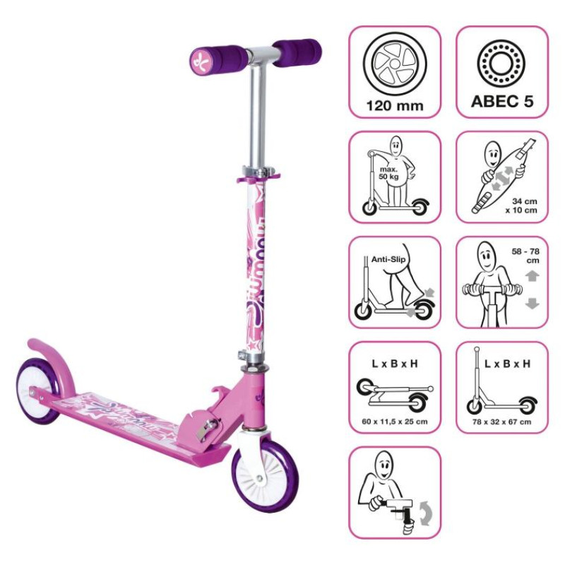 Muuwmi KiddyScooter Racing skrejritenis,  rozā - AU 507