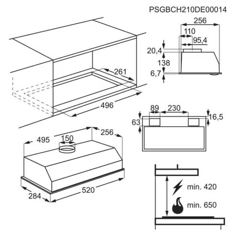 AEG tvaika nosūcējs (iebūv.), 52cm - DGB3523S