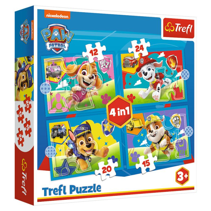 Trefl PAW PATROL Pužļu komplekts 4in1 Ķepa Patruļa