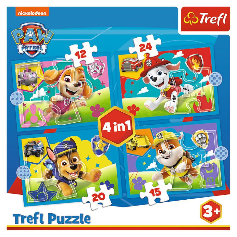 Trefl PAW PATROL Pužļu komplekts 4in1 Ķepa Patruļa