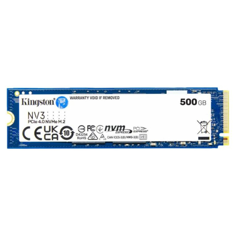 Kingston 500GB NV3 SSD M.2 2280 PCIe 4.0 NVMe, Read: 5,000/ Write: 3,000MB/s