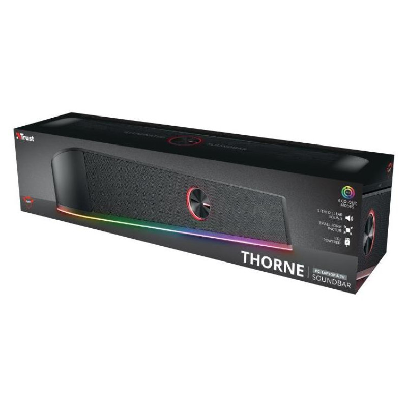 Trust Speaker|TRUST|GXT 619 Thorne RGB Illuminated|1xStereo jack 3.5mm|Black|24007
