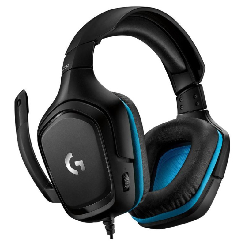 Logitech G432 Wired Gaming Headset 7.1 - LEATHERETTE - BLACK/BLUE - USB