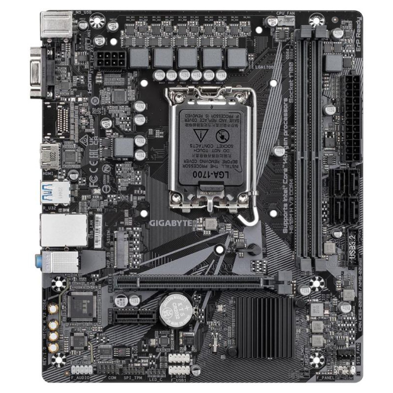 Gigabyte Mainboard|GIGABYTE|Intel H610|LGA1700|Micro-ATX|Memory DDR4|Memory slots 2|1xPCI-Express 3.0 1x|1xPCI-Express 4.0 16x|1xM.2|1x15pin D-sub|1xHDMI|4xUSB 2.0|2xUSB 3.2|1xPS/2|1xRJ45|3xAudio port|H610MHV3DDR4