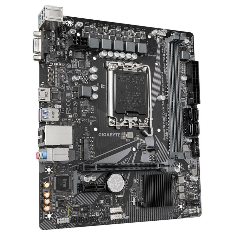 Gigabyte Mainboard|GIGABYTE|Intel H610|LGA1700|Micro-ATX|Memory DDR4|Memory slots 2|1xPCI-Express 3.0 1x|1xPCI-Express 4.0 16x|1xM.2|1x15pin D-sub|1xHDMI|4xUSB 2.0|2xUSB 3.2|1xPS/2|1xRJ45|3xAudio port|H610MHV3DDR4