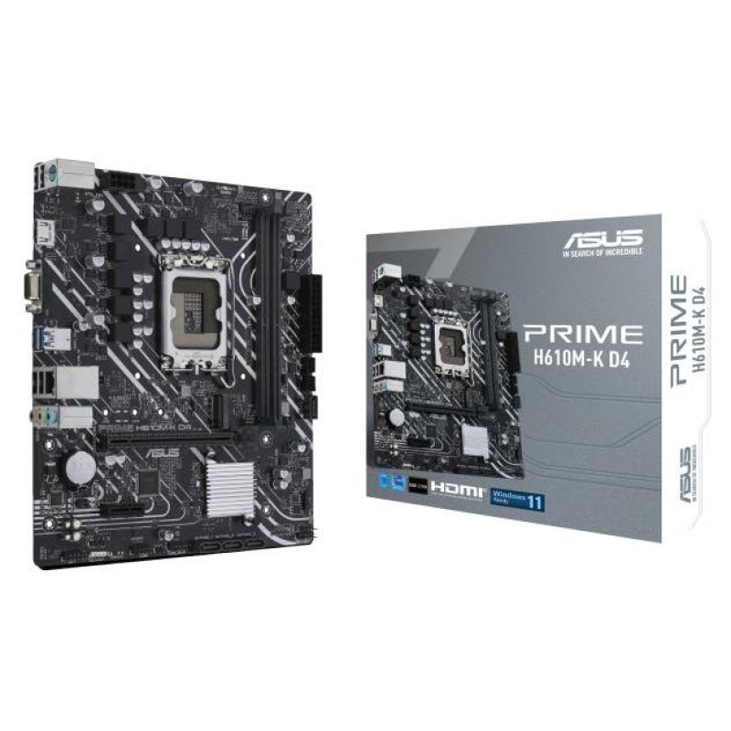 Asus Mainboard|ASUS|Intel H610|LGA1700|MicroATX|Memory DDR4|Memory slots 2|1xPCI-Express 3.0 1x|1xPCI-Express 4.0 16x|1xM.2|1x15pin D-sub|1xHDMI|2xAudio-In|1xAudio-Out|4xUSB 2.0|2xUSB 3.2|1xPS/2|1xRJ45|PRIMEH610M-KD4