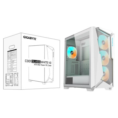 Gigabyte Case|GIGABYTE|C301GW V2|MidiTower|Case product features Transparent panel|Not included|ATX|EATX|MicroATX|MiniITX|Colour White|C301GWV2
