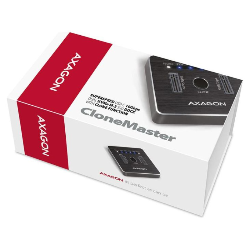 Axagon ADSA-M2C DUAL NVMe CLONE MASTER DOCK SuperSpeed USB-C 10 Gbps docking station