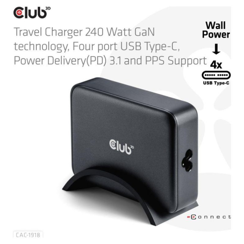 Club3D MOBILE CHARGER 4PORT/GAN 240W CAC-1918 CLUB3D