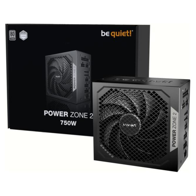 Be Quiet Power Supply|BE QUIET|POWER ZONE 2|750 Watts|Peak Power 820 Watts|Efficiency 80 PLUS PLATINIUM|MTBF 100000 hours|BP006EU