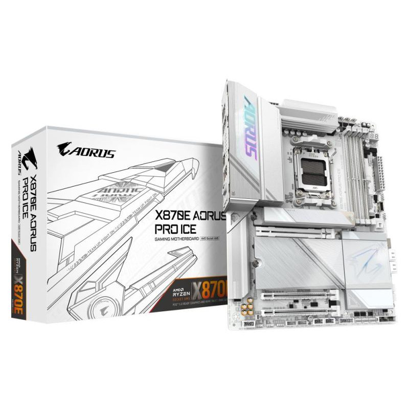 Gigabyte Mainboard|GIGABYTE|AMD X870E|SAM5|ATX|Memory DDR5|Memory slots 4|1xPCI-Express 3.0 4x|1xPCI-Express 4.0 4x	|1xPCI-Express 5.0 16x|4xM.2|1xHDMI|2xUSB 2.0|7xUSB 3.2|2xUSB-C|1xOptical S/PDIF|1xRJ45|2xAudio port|X870EAORUSPROICE1.1