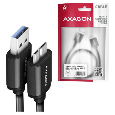 Axagon Data and power suply USB 3.2 Gen1 cable lengh 1 m. 3A. Black.
