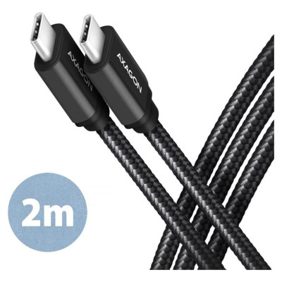 Axagon Data and charging USB 3.2 Gen 1 cable length 2 m. PD 60W, 3A. Black braided.
