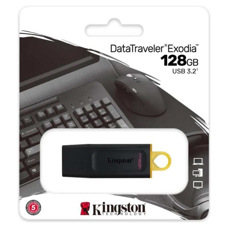 Kingston 128GB USB3.2 Gen1 DataTraveler Exodia (Black + Yellow)