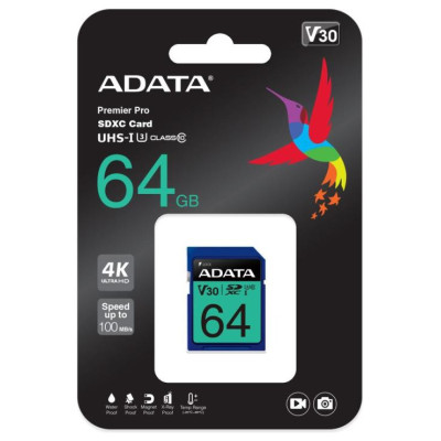Adata MEMORY SDXC 64GB V30/ASDX64GUI3V30S-R ADATA