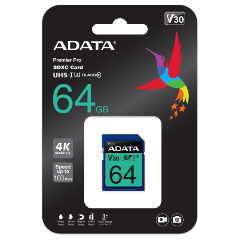 Adata MEMORY SDXC 64GB V30/ASDX64GUI3V30S-R ADATA