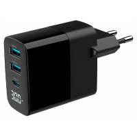 Gembird CHARGER USB 30W 3PORT/TA-UC-PDQC30LCD-BK-02 GEMBIRD