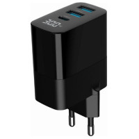 Gembird CHARGER USB 30W 3PORT/TA-UC-PDQC30LCD-BK-02 GEMBIRD