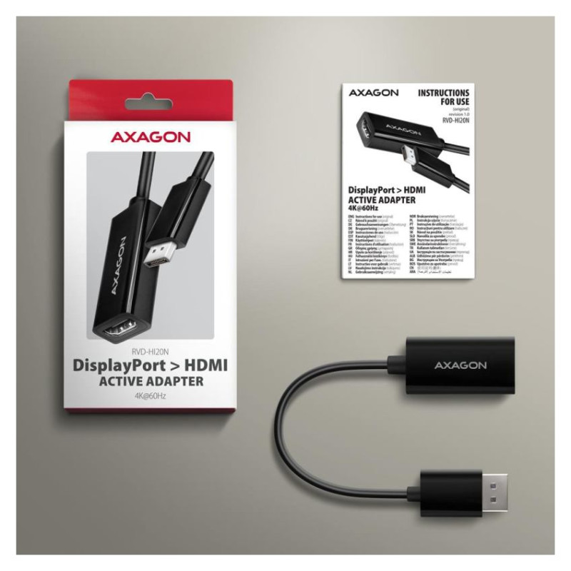 Axagon RVD-HI20N DisplayPort - HDMI 2.0 adapter 4K/60Hz