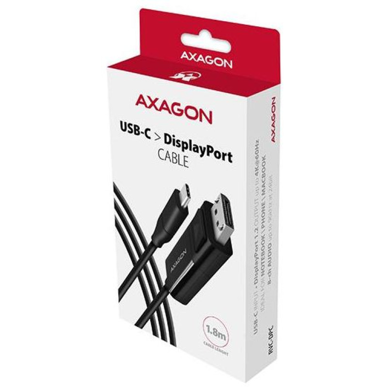 Axagon Active USB-C -> DisplayPort cable - adapter AXAGON RVC-DPC for connecting a DisplayPort monitor/TV/projector to a notebook or mobile phone using USB type C connector.
