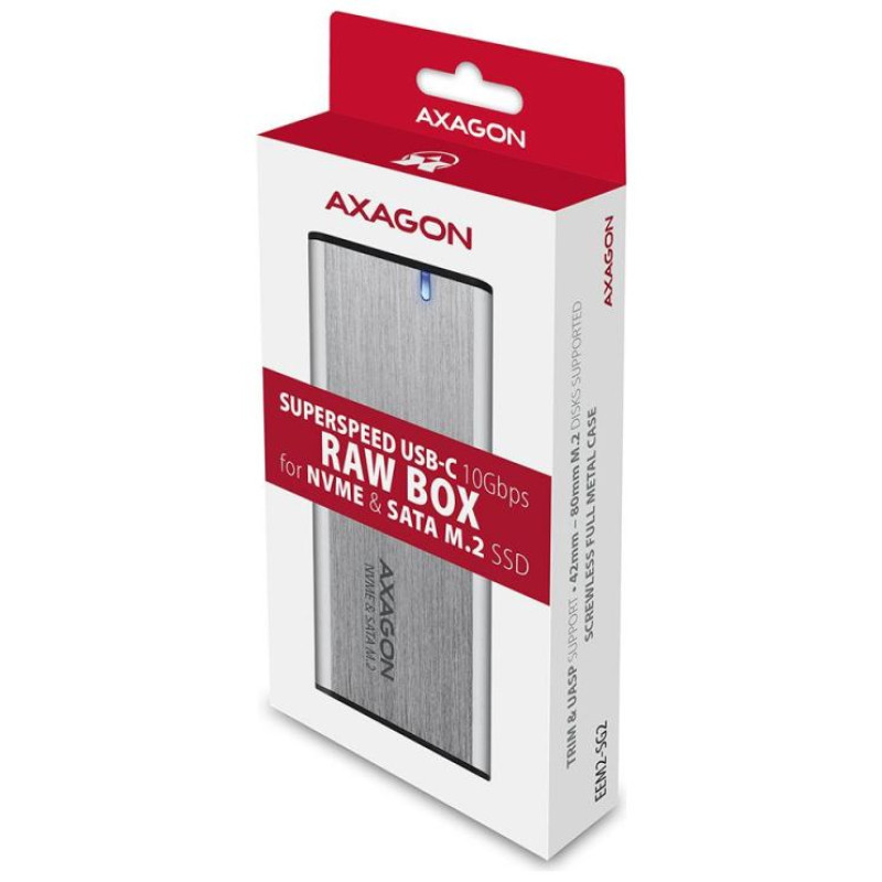 Axagon EEM2-SG2 USB-C 3.2 Gen 2 - M.2 NVMe / SATA SSD 30-80mm ALU box