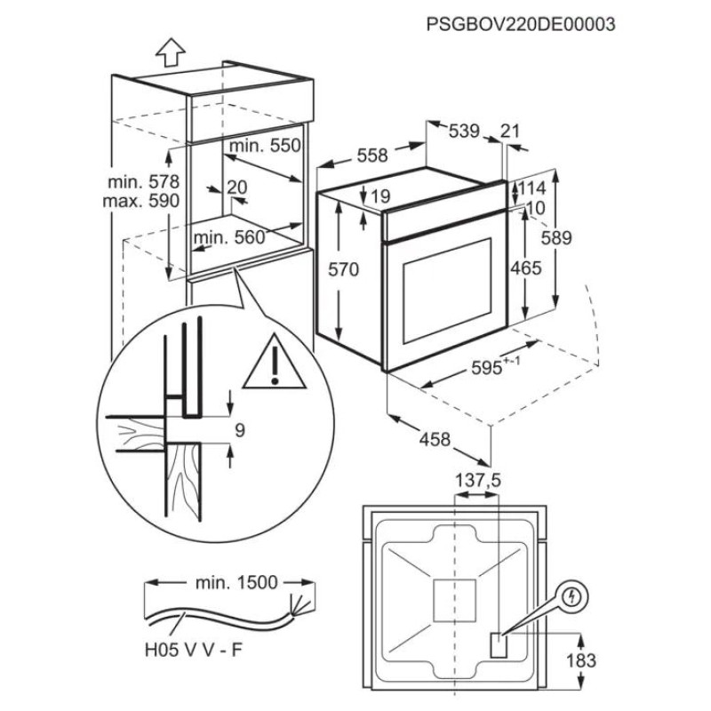 Electrolux cepe&scaron;krāsns, iebūv., 65l - EOF3H40BX