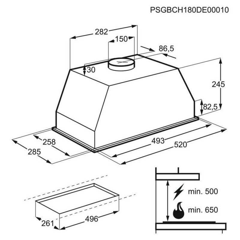 AEG tvaika nosūcējs, iebūv. - DGB2531M