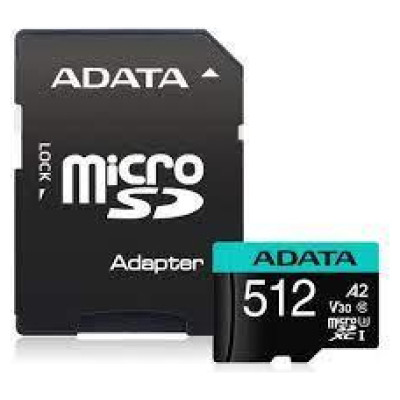 Adata MEMORY MICRO SDXC 512GB W/AD./AUSDX512GUI3V30SA2-RA1 ADATA