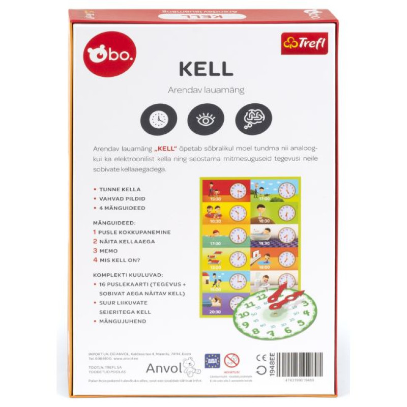 BO. Развивающая настольная игра "Часы" (на эстонском языке)