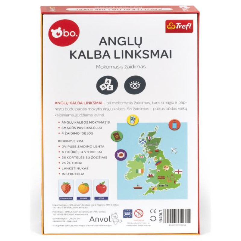 BO. Развивающая настольная игра "Учим английский" (на литовском языке)