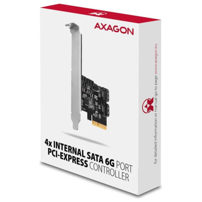 Axagon Four-channel SATA III PCI-Express controller with four internal SATA ports. Standard & Low profile.