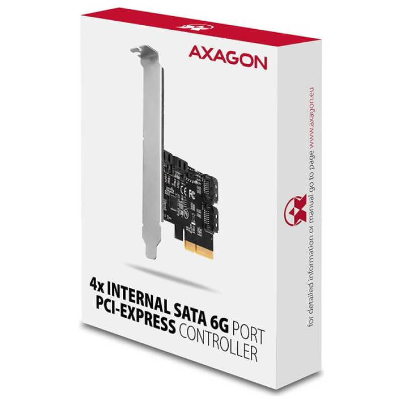Axagon Four-channel SATA III PCI-Express controller with four internal SATA ports. Standard & Low profile.