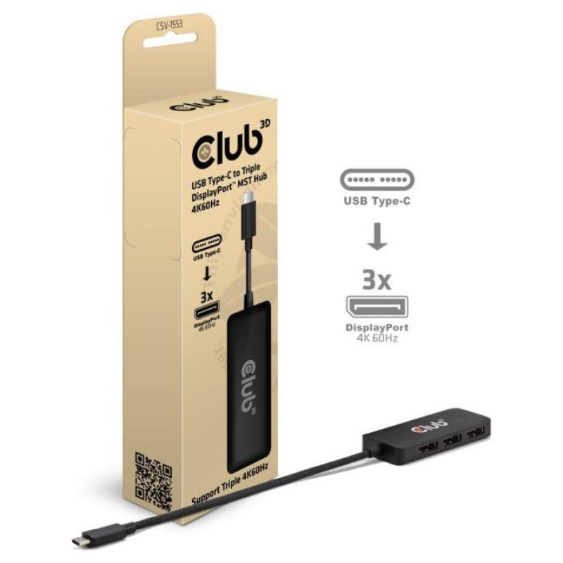 Club3D I/O HUB USB-C 3PORT DP/CSV-1553 CLUB3D