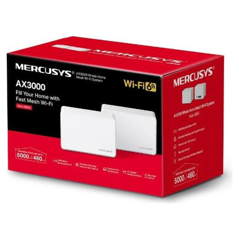 Mercusys Wireless Router|MERCUSYS|Wireless Router|2-pack|3000 Mbps|Mesh|3x10/100/1000M|HALOH80X(2-PACK)