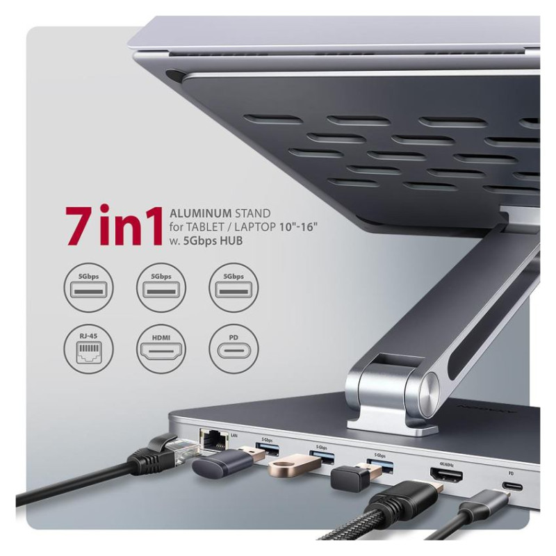Axagon NB ACC STAND 10-16" + I/O HUB/7IN1 HMC-STND AXAGON