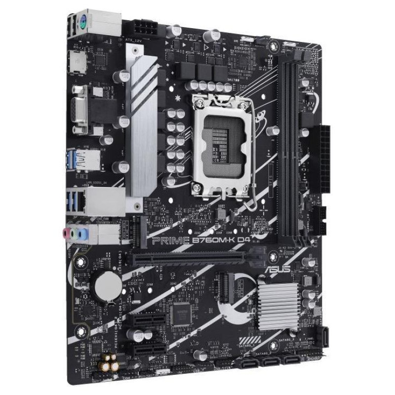 Asus Mainboard|ASUS|Intel B760 Express|LGA1700|Micro-ATX|Memory DDR4|Memory slots 2|2xPCI-Express 4.0 1x|1xPCI-Express 4.0 16x|2xM.2|1x15pin D-sub|1xHDMI|2xUSB 2.0|4xUSB 3.2|1xPS/2|1xRJ45|3xAudio port|PRIMEB760M-KD4