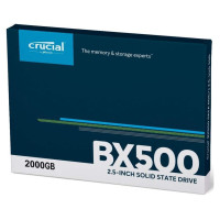 Crucial SSD|CRUCIAL|BX500|2TB|SATA 3.0|Write speed 500 MBytes/sec|Read speed 540 MBytes/sec|2,5"|TBW 720 TB|MTBF 1500000 hours|CT2000BX500SSD1