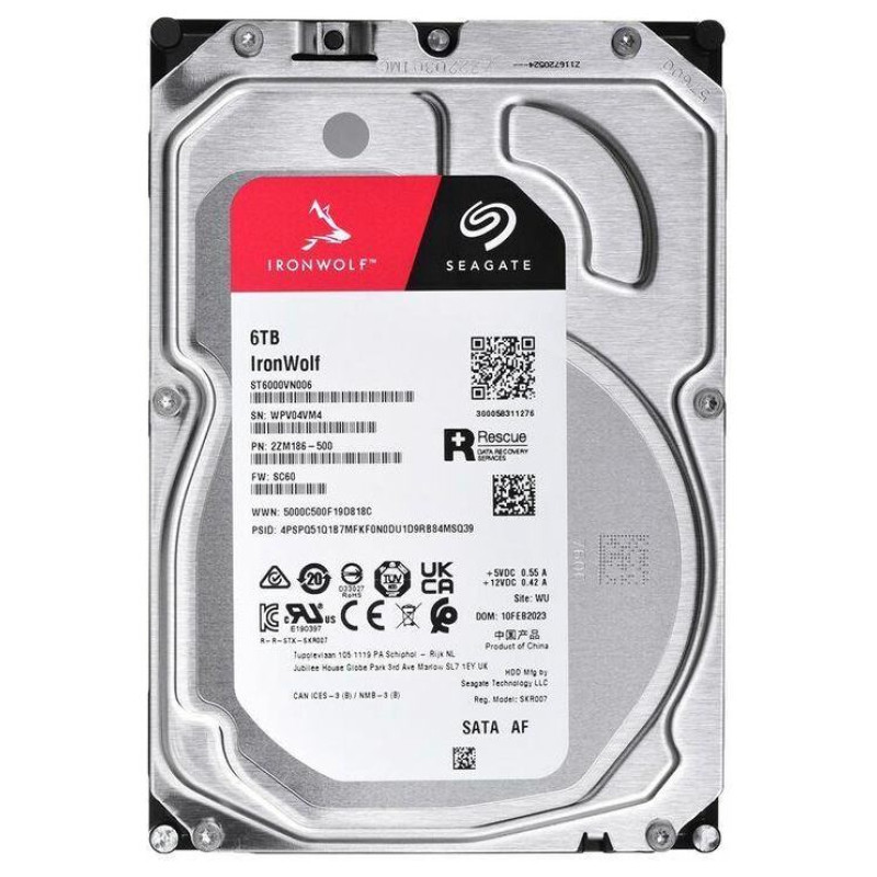 Seagate HDD|SEAGATE|IronWolf|6TB|SATA|256 MB|5400 rpm|Discs/Heads 4/8|3,5"|ST6000VN006