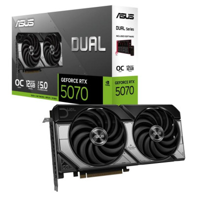 Asus Graphics Card|ASUS|NVIDIA GeForce RTX 5070|12 GB|GDDR7|192 bit|PCIE 5.0 16x|Dual Slot Fansink|1xHDMI|3xDisplayPort|DUAL-RTX5070-O12G