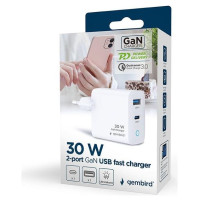 Gembird CHARGER USB 30W 2PORT/TA-UC-PDQC30L-W-01 GEMBIRD