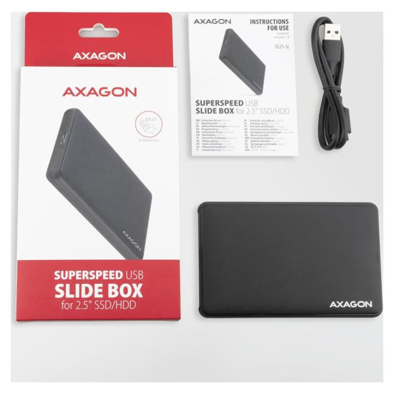 Axagon EE25-SL USB-A 3.2 Gen1 - SATA 6G 2.5" SLIDE box BLACK