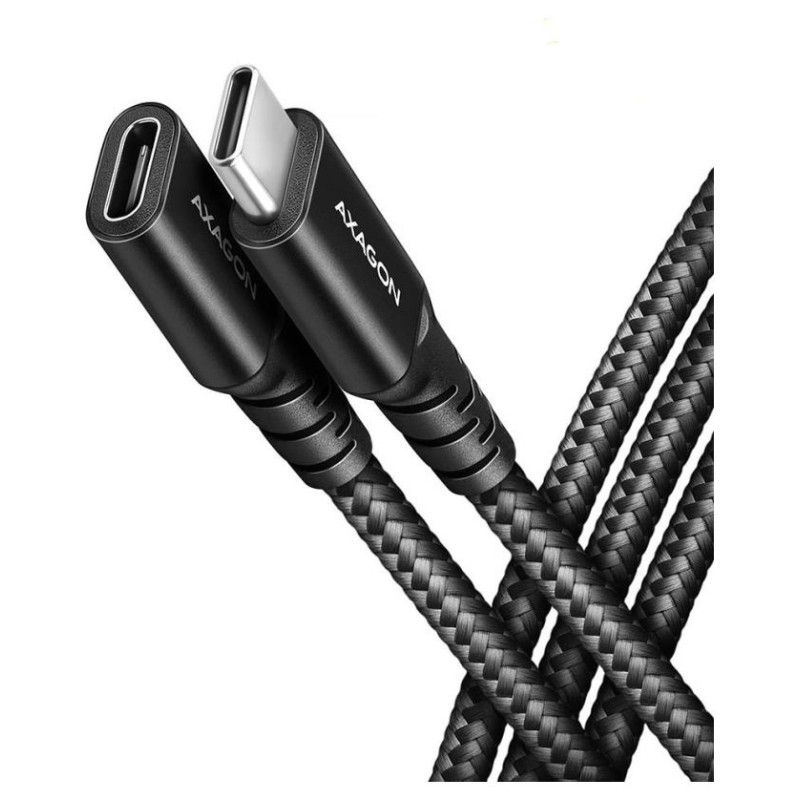 Axagon Extension USB 20Gbps cable length 0.5 m. PD 240W, 5A, 8K HD video. Black braided.