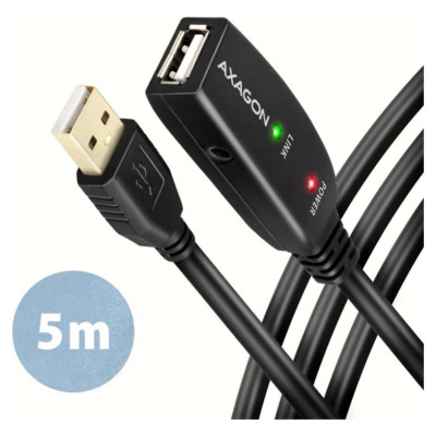 Axagon Active extension USB 2.0 A-M> A-F cable, 5 m long. Power supply option.