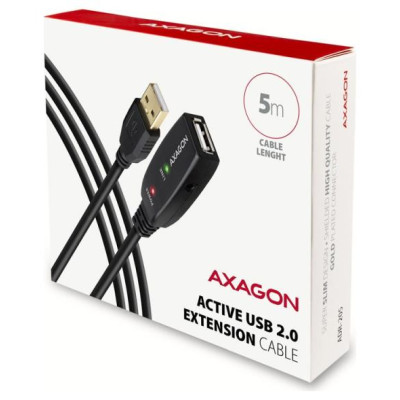 Axagon Active extension USB 2.0 A-M> A-F cable, 5 m long. Power supply option.