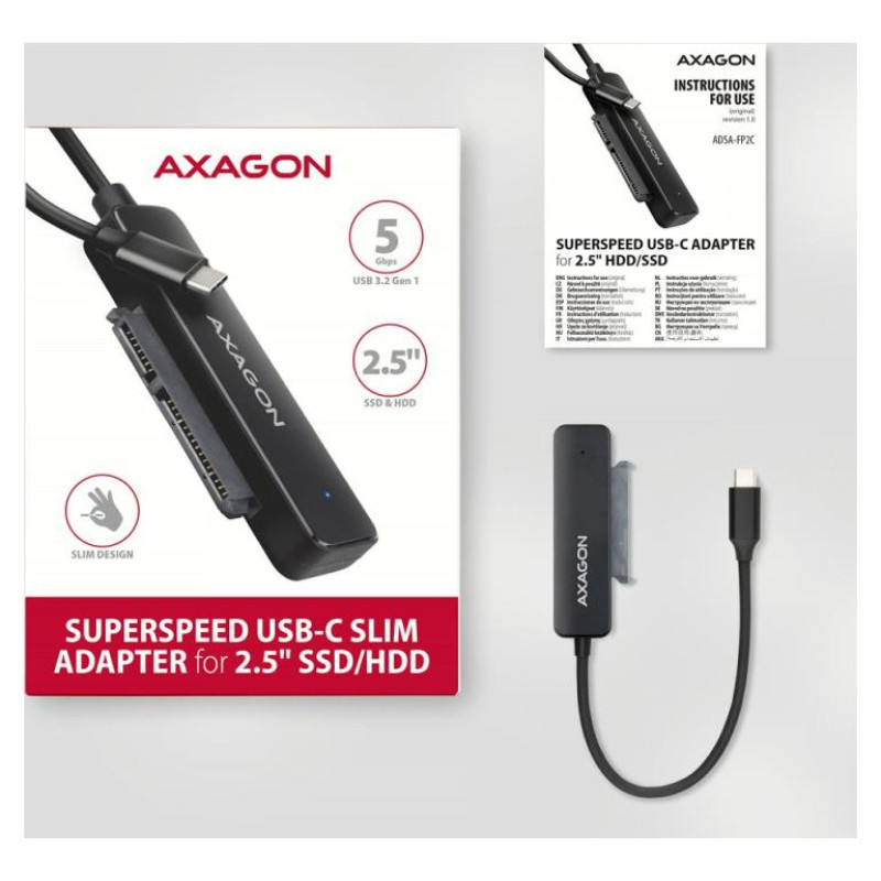 Axagon ADSA-FP2C USB-C 3.2 Gen1 - SATA 6G 2.5" HDD/SSD FASTPort2 Adapter