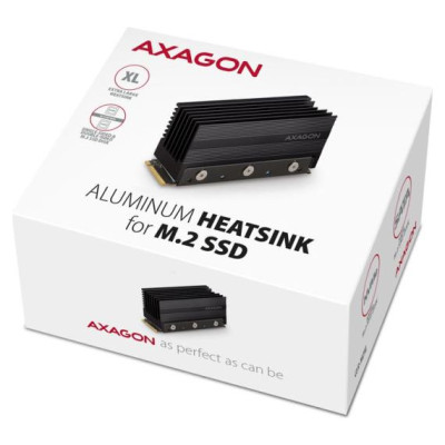 Axagon Passive aluminum heatsink for single-sided and double-sided M.2 SSD disks, size 2280, height 36 mm.