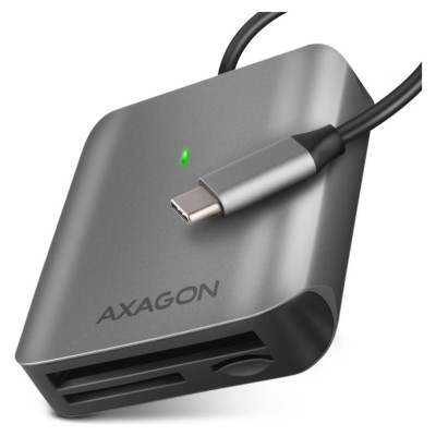 Axagon Aluminum high-speed USB-C 3.2 Gen 1 memory card reader. 3 slots, UHS-II.