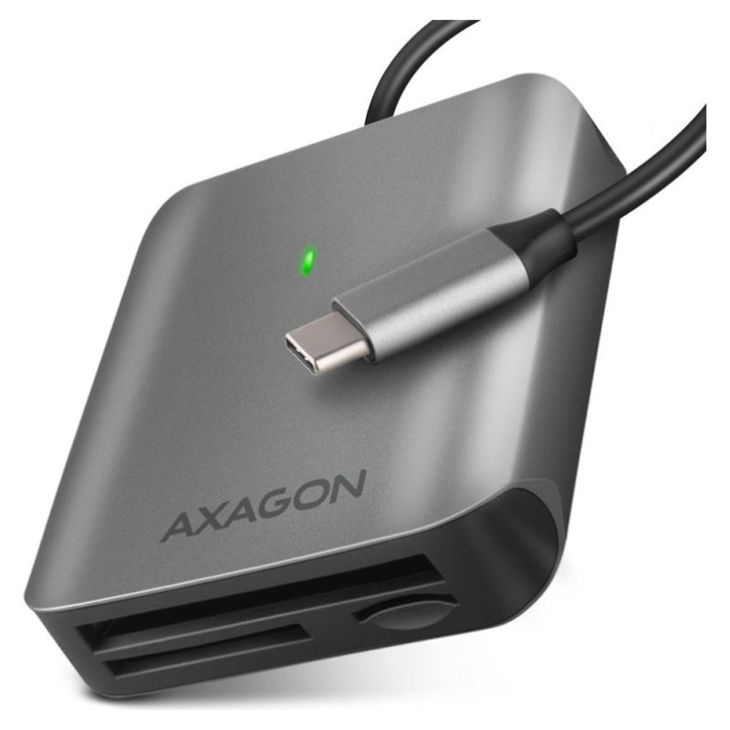 Axagon Aluminum high-speed USB-C 3.2 Gen 1 memory card reader. 3 slots, UHS-II.